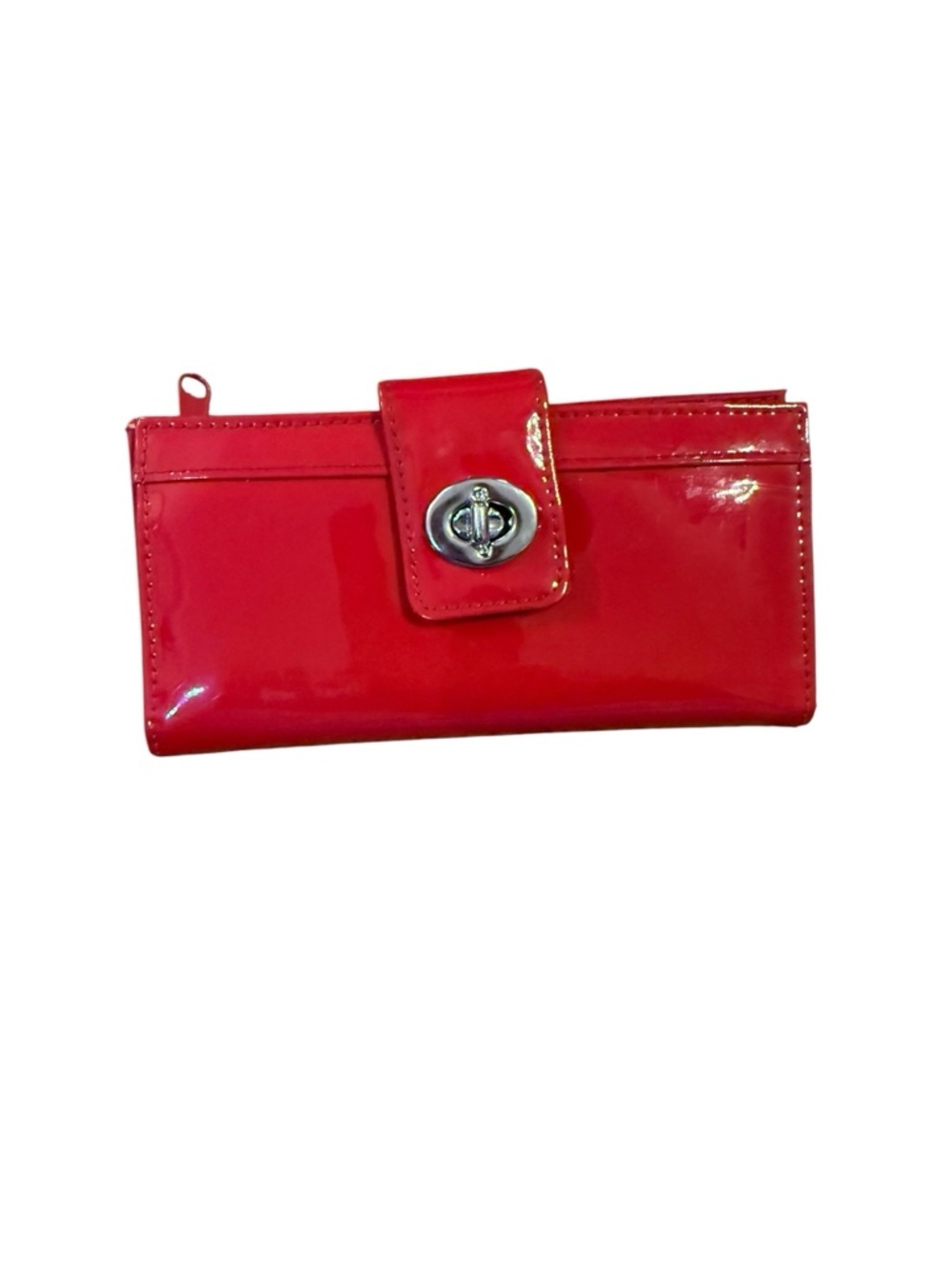Red Patent Leather Turn-Lock Wallet